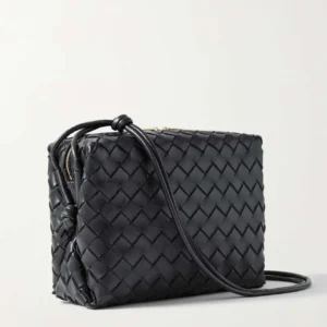 BOTTEGA VENETA Loop small intrecciato leather shoulder bag Black