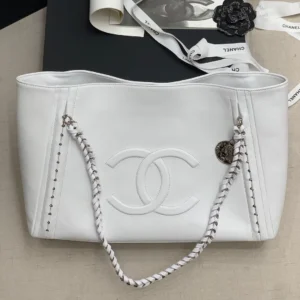 Chanel Soft Calfskin Shopping Bag Top Handle White
