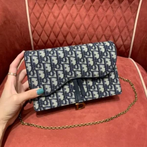 Dior Saddle Pouch Blue Dior Oblique Jacquard - 22 x 14.5 x 4.5 cm