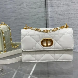 Dior Miss Caro White Macrocannage Lambskin Bag - 19 x 13 x 5.5 cm