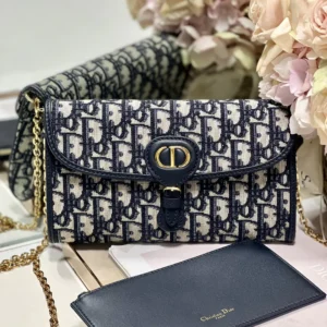 Dior Bobby Wallet on Chain East West Blue Oblique Jacquard - 21.5¡Á12¡Á4cm