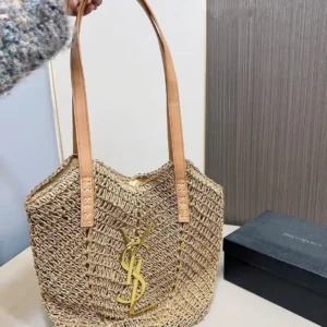 YSL SAINT LAURENT Vacation Casual Raffia Woven Tote Bag 35x32cm