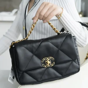 CHANEL 19BAG AS1160 Black Gold Buckle Bag Small 26CM