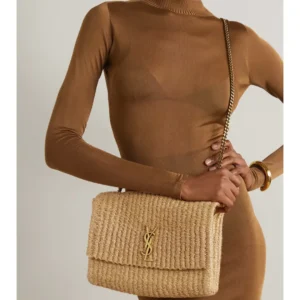 YSL SAINT LAURENT Kate medium raffia shoulder Bag