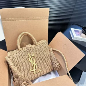 SAINT LAURENT YSL Vacation Woven Tote Bag 27x18cm