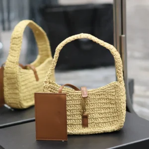 YSL Le 5 ¨¤ 7 Mini In Raffia Beige - 19 X 11.5 X 4.5 CM