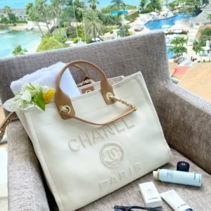 Chanel Pearl Deauville Tote Bag in Beige