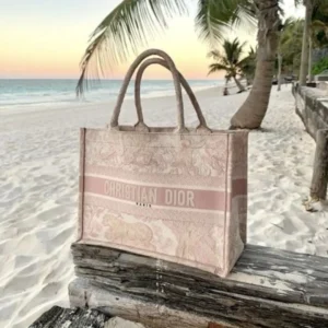 Dior Book Tote MediumPink Toile de Jouy Embroider - 36 x 27.5 x 16.5 cm