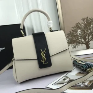 YSL original leather women's shoulder bag in White